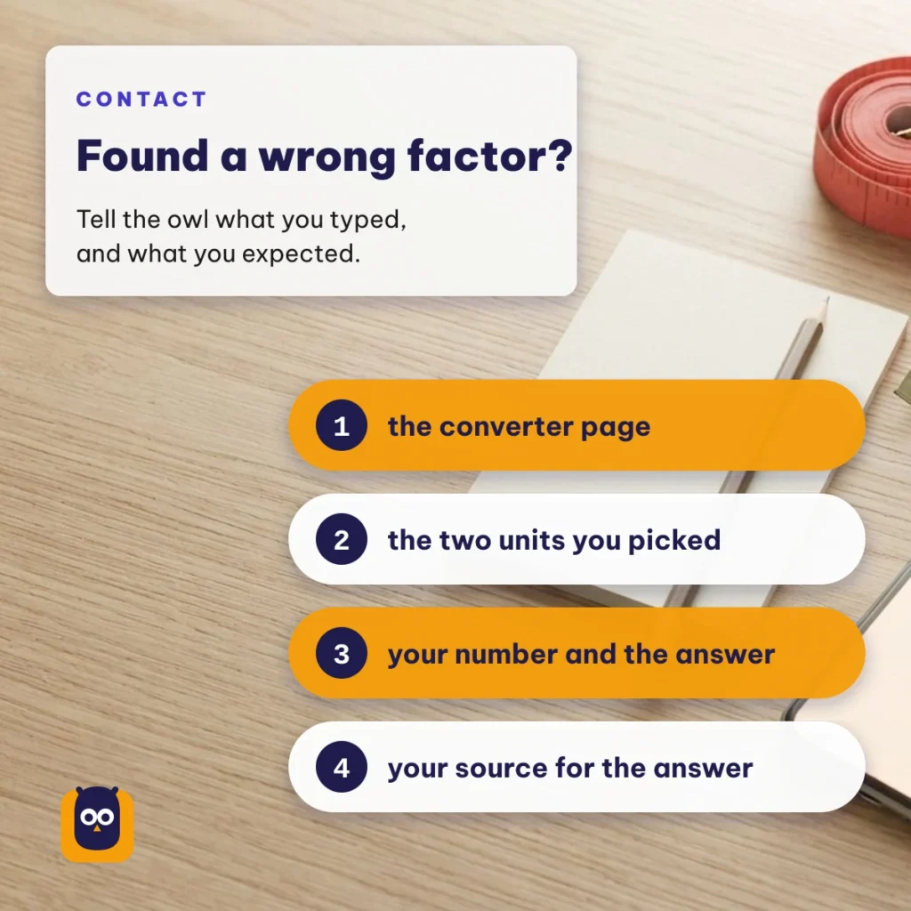 Four things to include when you report a wrong conversion factor to Measure Owl